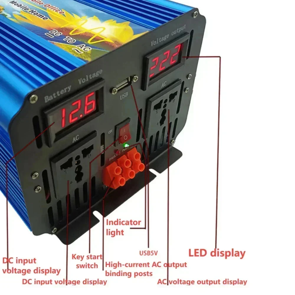 5000W 12V 24V 36V 48V 60V 72V  – Pure Sine Wave Inverter 5000W 48V 220V recenzja i cena
